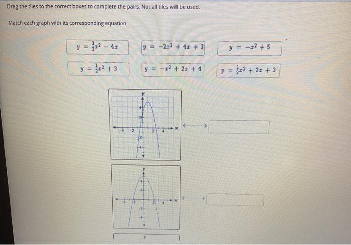 Quadratic graph function match each its